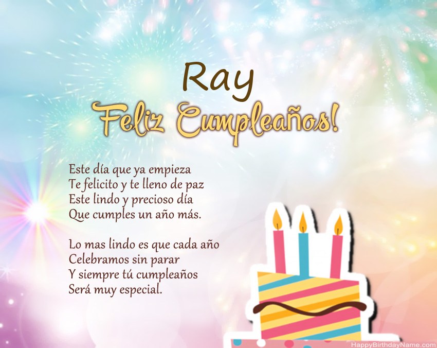 Feliz cumpleaños Ray en verso