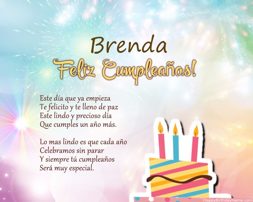 Feliz cumpleaños Brenda en verso