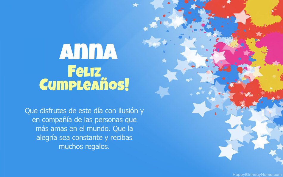 Felicitaciones por el cumpleaños de Anna