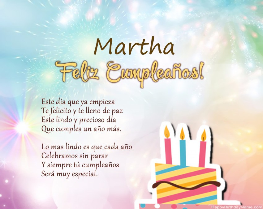 Feliz cumpleaños Martha en verso Feliz cumpleaños Martha en verso