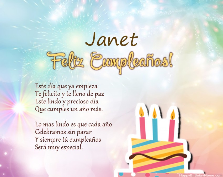 Feliz cumpleaños Janet en verso Feliz cumpleaños Janet en verso