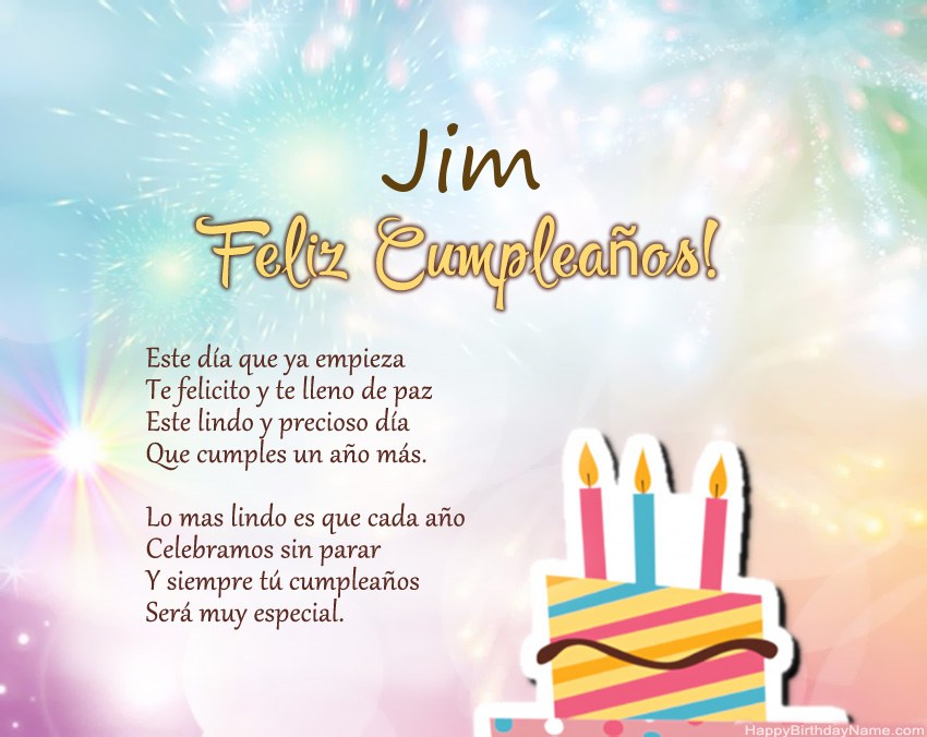 Feliz cumpleaños Jim en verso Feliz cumpleaños Jim en verso