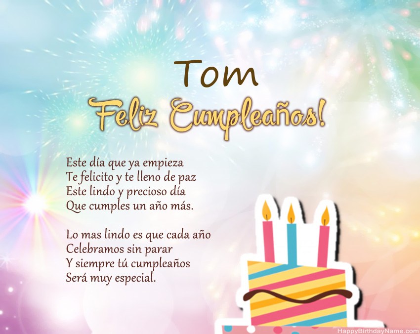 Feliz cumpleaños Tom en verso