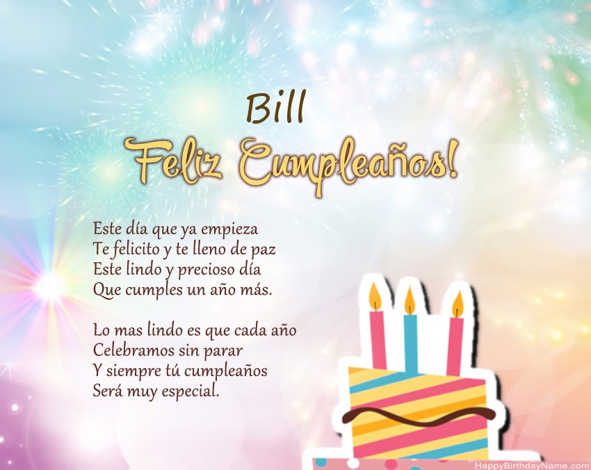 Feliz cumpleaños Bill en verso Feliz cumpleaños Bill en verso