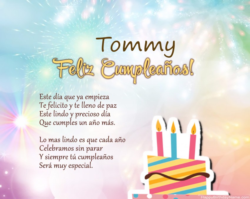 Feliz cumpleaños Tommy en verso Feliz cumpleaños Tommy en verso