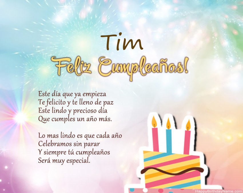 Feliz cumpleaños Tim en verso Feliz cumpleaños Tim en verso