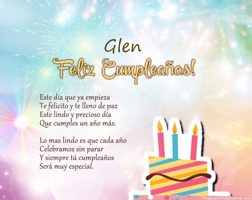 Feliz cumpleaños Glen en verso Feliz cumpleaños Glen en verso