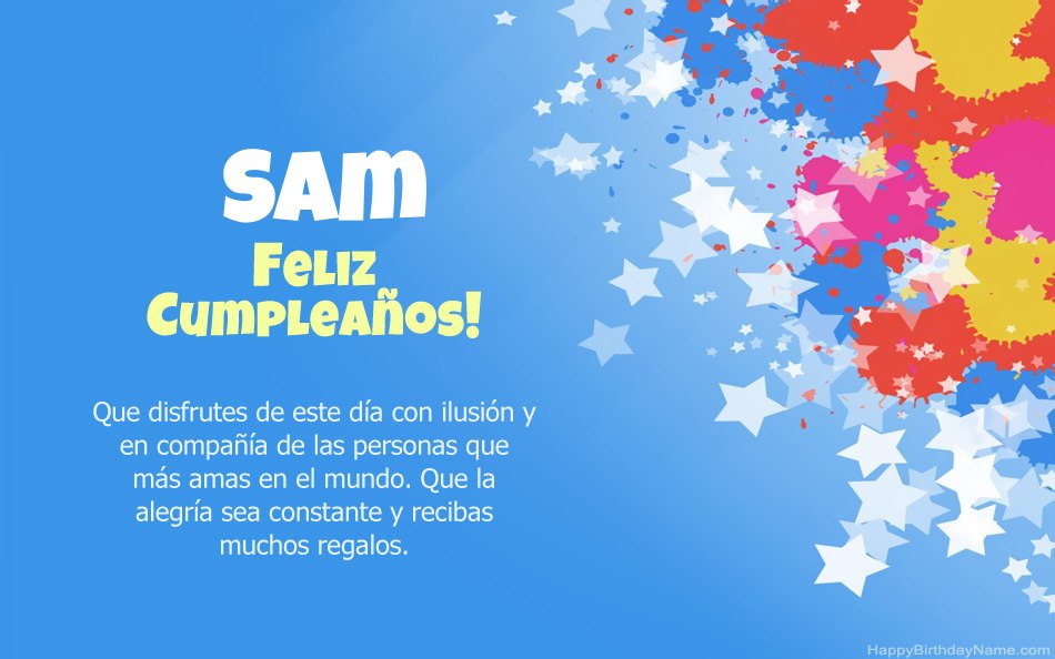 Felicitaciones por el cumpleaños de Sam