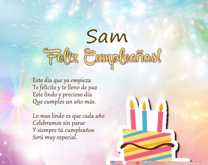 Feliz cumpleaños Sam en verso