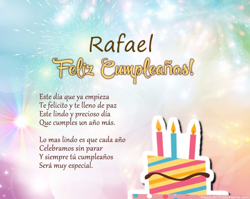 Feliz cumpleaños Rafael en verso