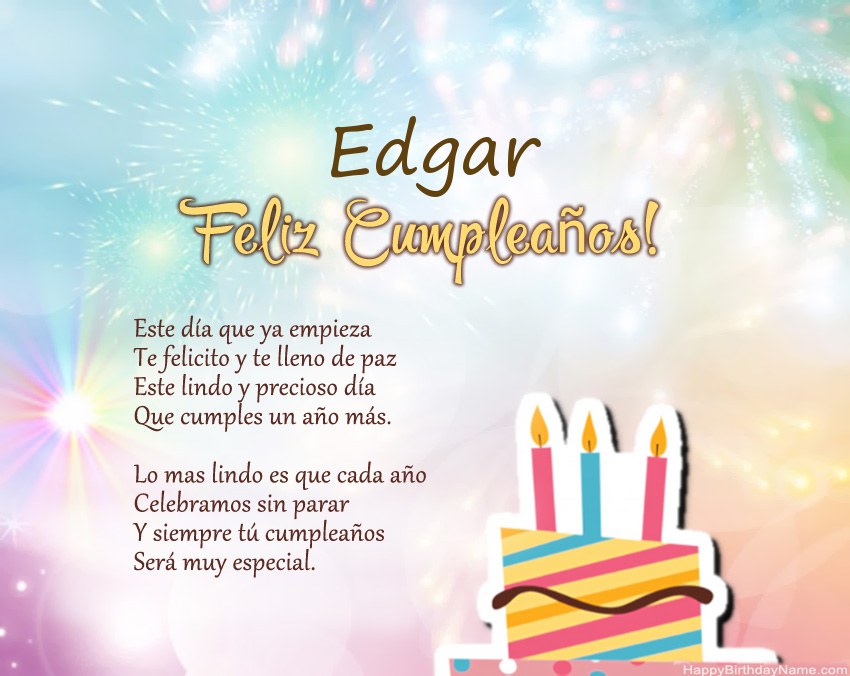 Feliz cumpleaños Edgar en verso Feliz cumpleaños Edgar en verso