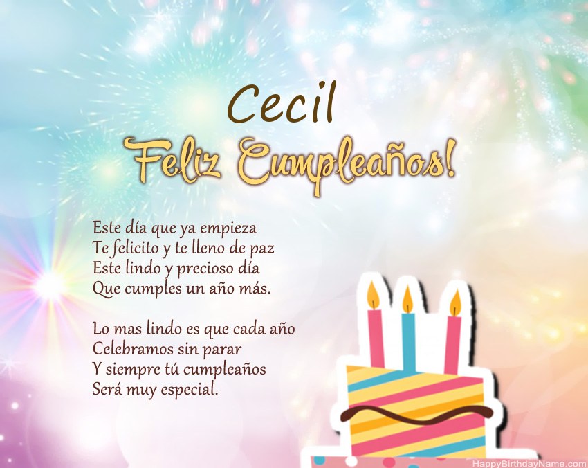 Feliz cumpleaños Cecil en verso