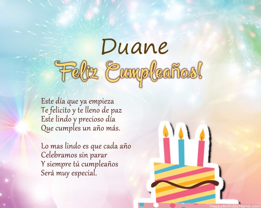 Feliz cumpleaños Duane en verso Feliz cumpleaños Duane en verso