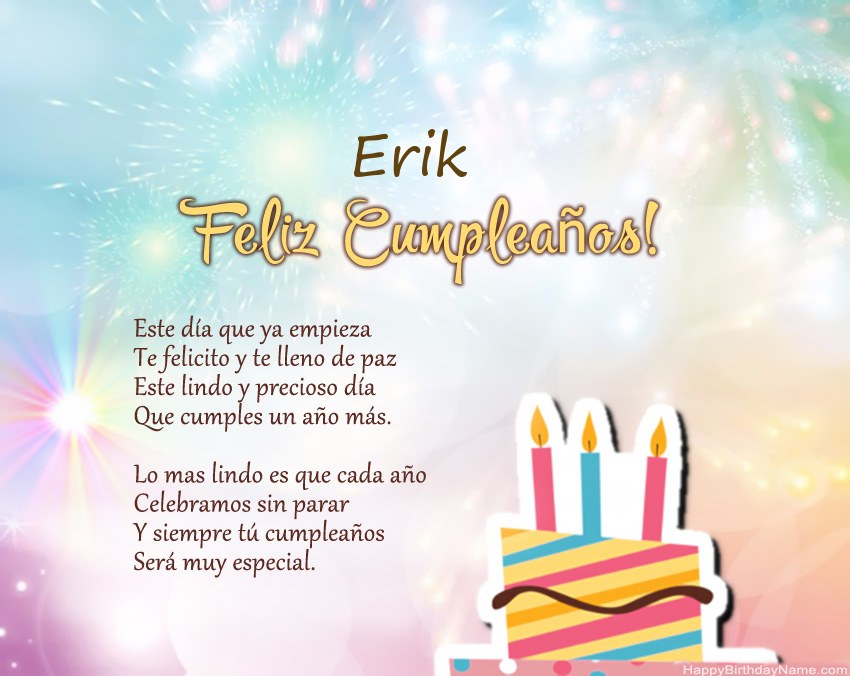 Feliz cumpleaños Erik en verso Feliz cumpleaños Erik en verso