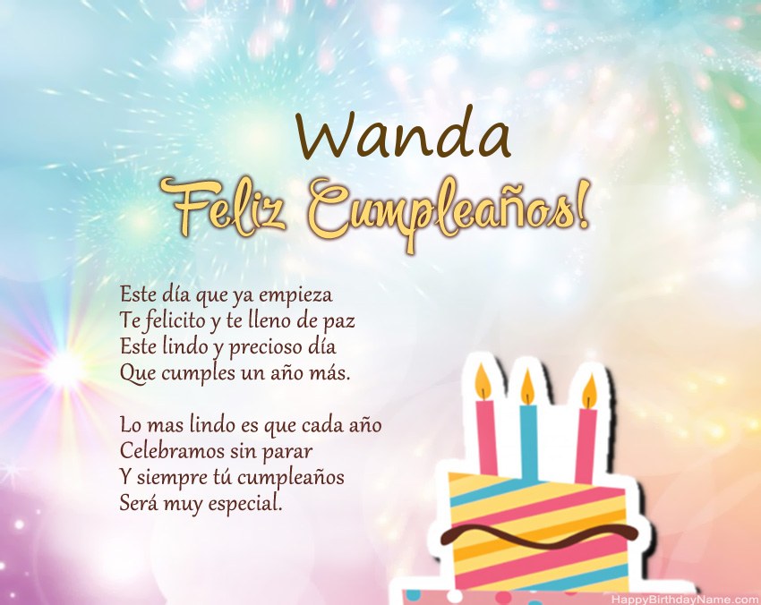 Feliz cumpleaños Wanda en verso