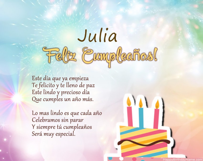 Feliz cumpleaños Julia en verso