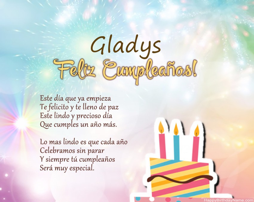 Feliz cumpleaños Gladys en verso Feliz cumpleaños Gladys en verso
