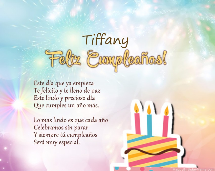 Feliz cumpleaños Tiffany en verso