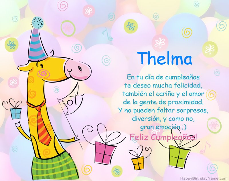 Felicitaciones de los niños por el feliz cumpleaños de Thelma Felicitaciones de los niños por el feliz cumpleaños de Thelma