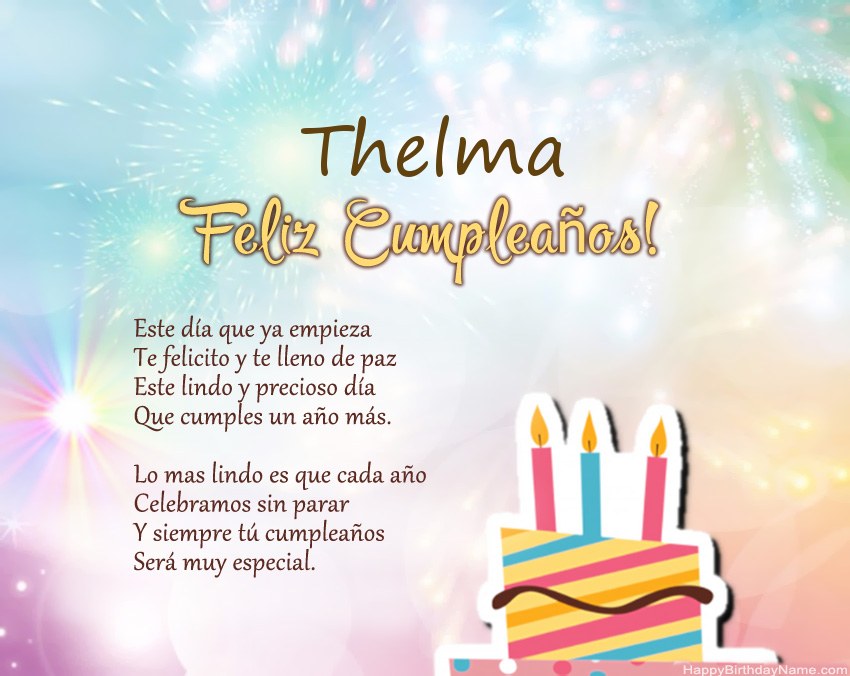 Feliz cumpleaños Thelma en verso Feliz cumpleaños Thelma en verso