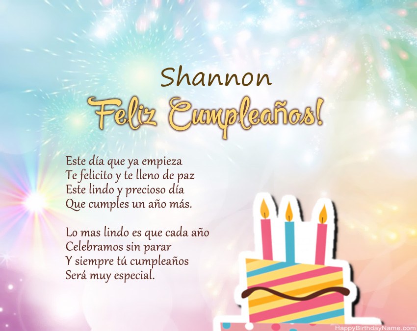 Feliz cumpleaños Shannon en verso