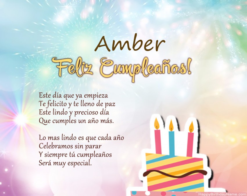 Feliz cumpleaños Amber en verso