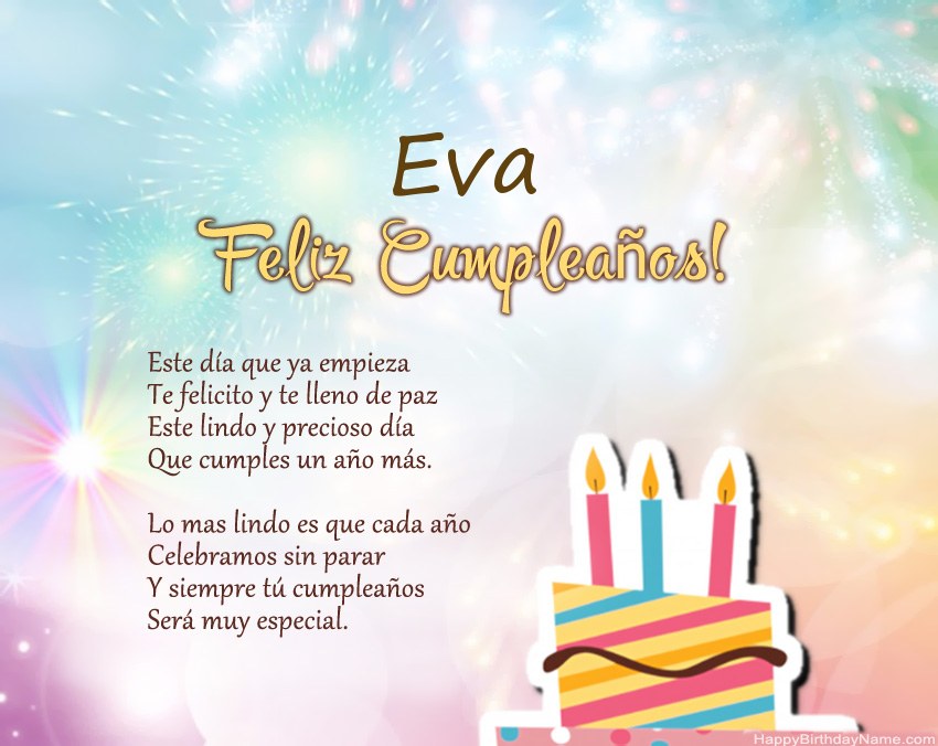 Feliz cumpleaños Eva en verso