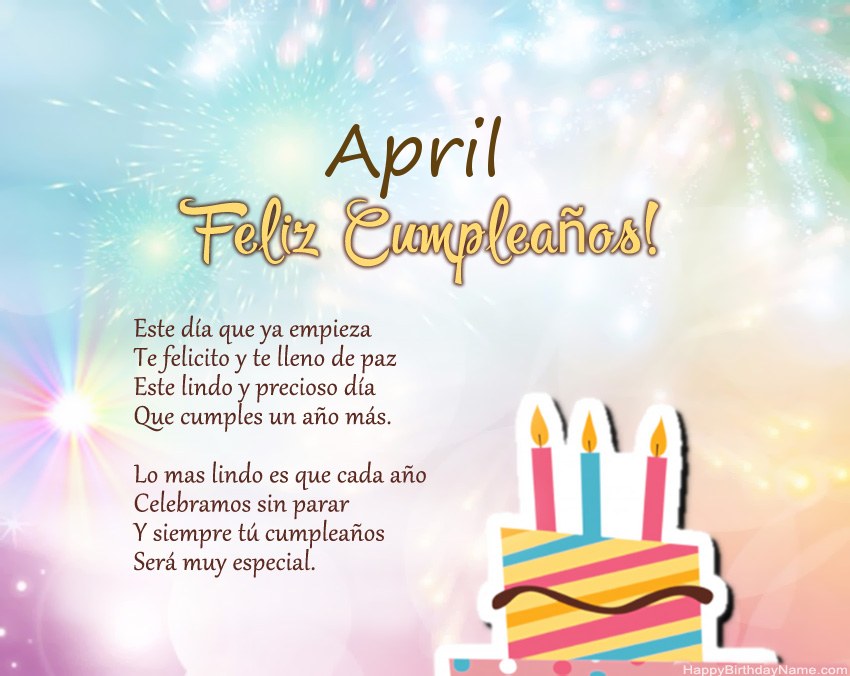 Feliz cumpleaños April en verso Feliz cumpleaños April en verso