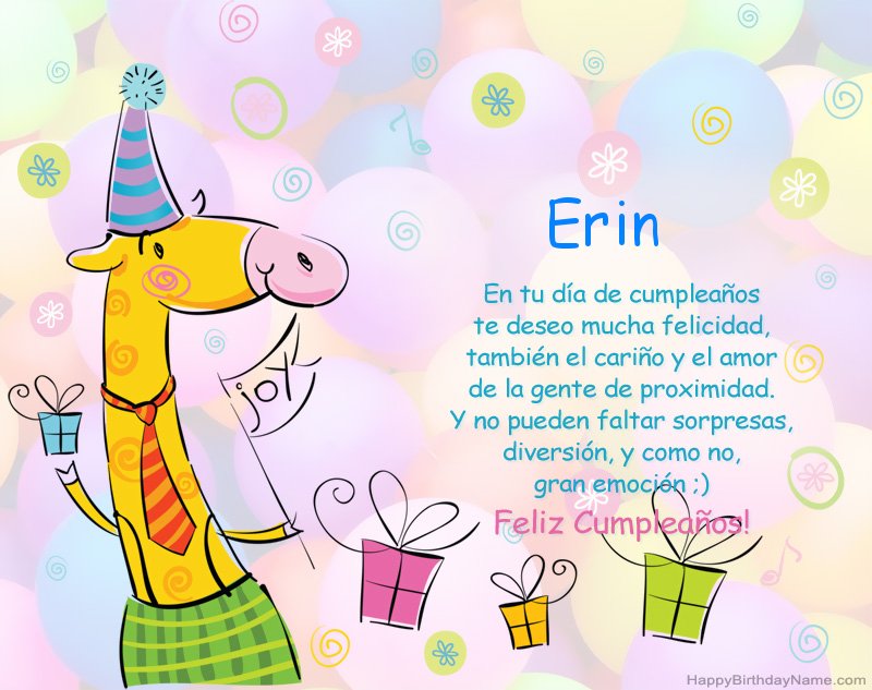 Felicitaciones de los niños por el feliz cumpleaños de Erin Felicitaciones de los niños por el feliz cumpleaños de Erin