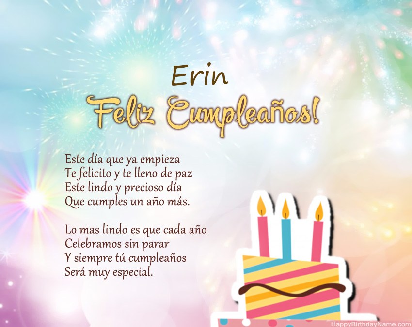 Feliz cumpleaños Erin en verso Feliz cumpleaños Erin en verso