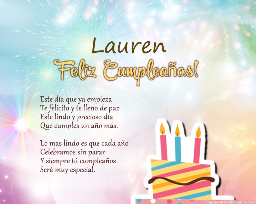 Feliz cumpleaños Lauren en verso Feliz cumpleaños Lauren en verso