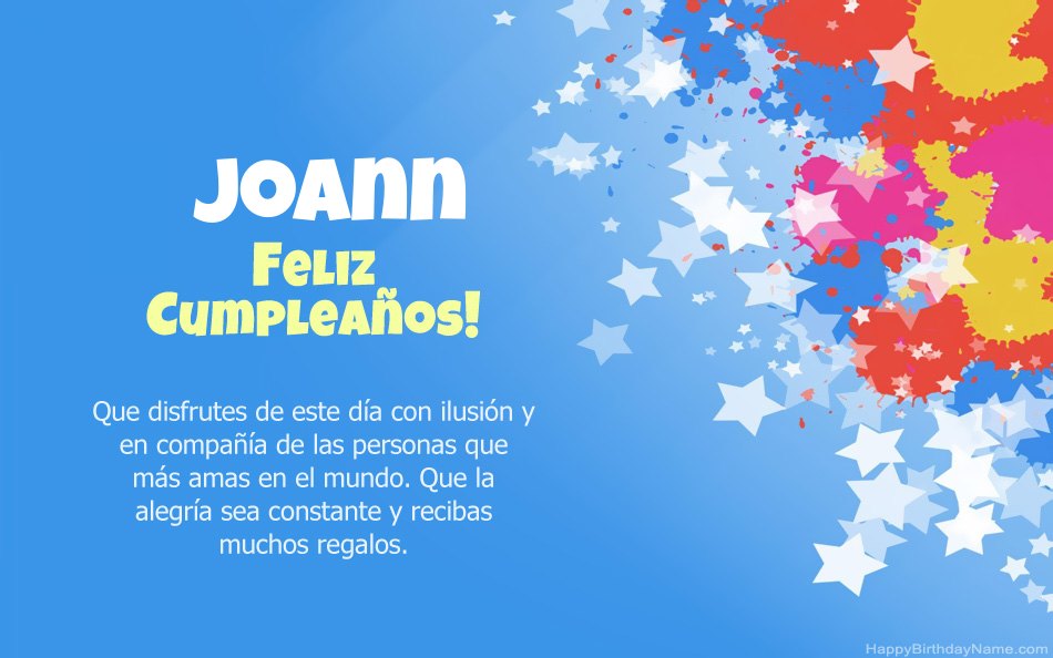Felicitaciones por el cumpleaños de Joann Felicitaciones por el cumpleaños de Joann