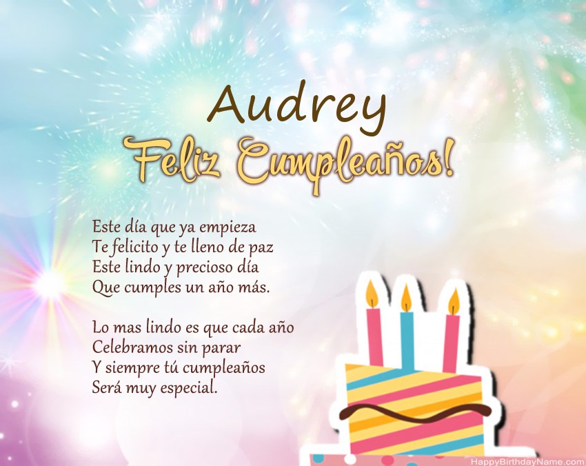Feliz cumpleaños Audrey en verso Feliz cumpleaños Audrey en verso
