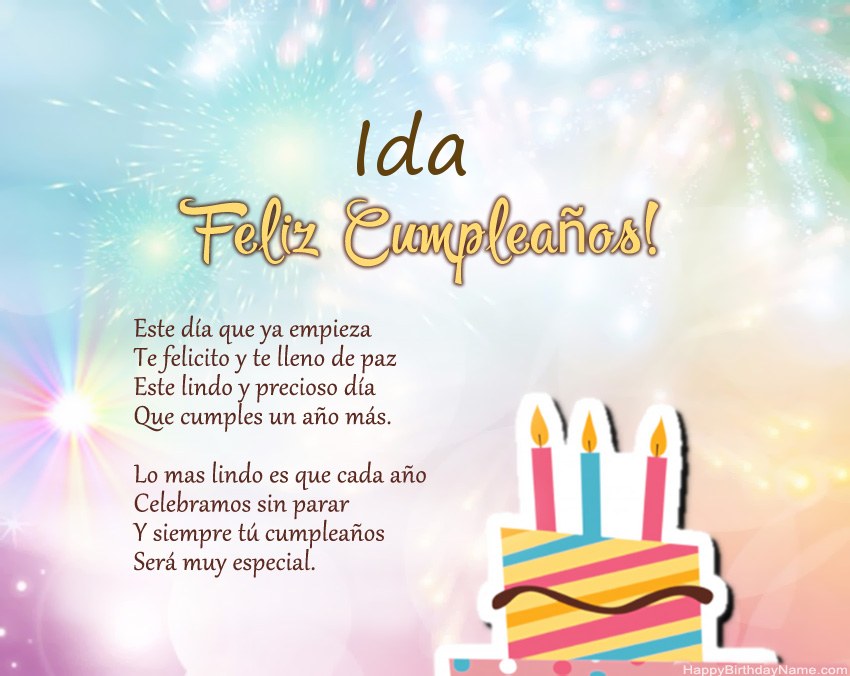Feliz cumpleaños Ida en verso