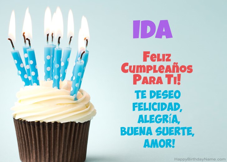 Felicitaciones por el feliz cumpleaños de Ida