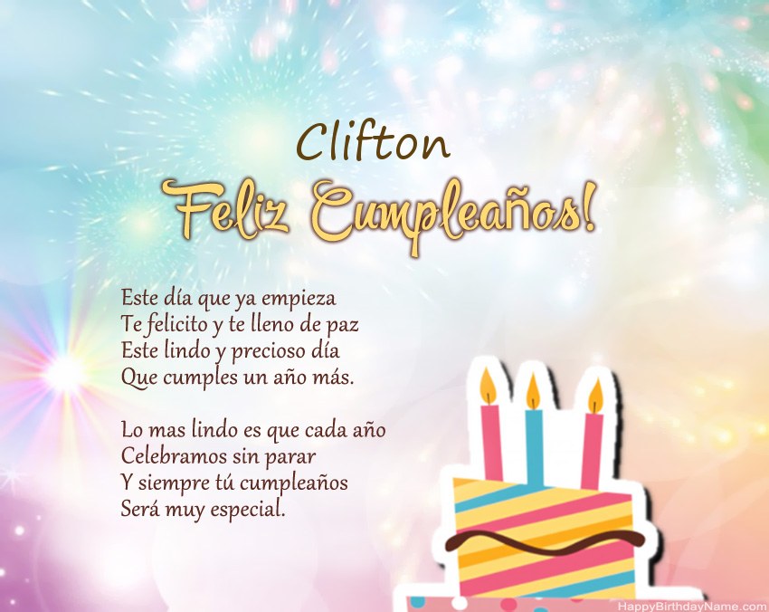 Feliz cumpleaños Clifton en verso Feliz cumpleaños Clifton en verso