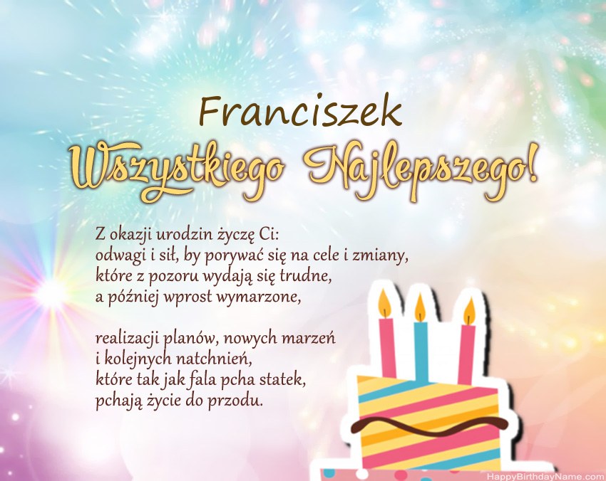 Feliz cumpleaños Franciszek en verso