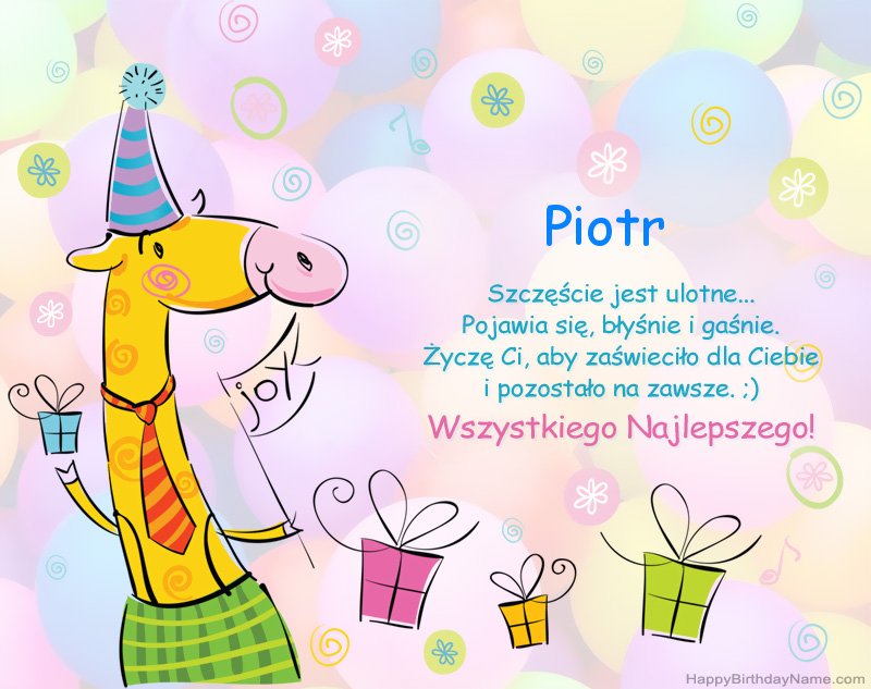 Felicitaciones de los niños por el feliz cumpleaños de Piotr