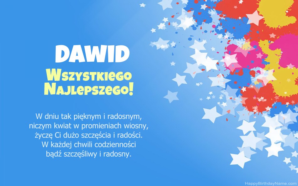 Felicitaciones por el cumpleaños de Dawid
