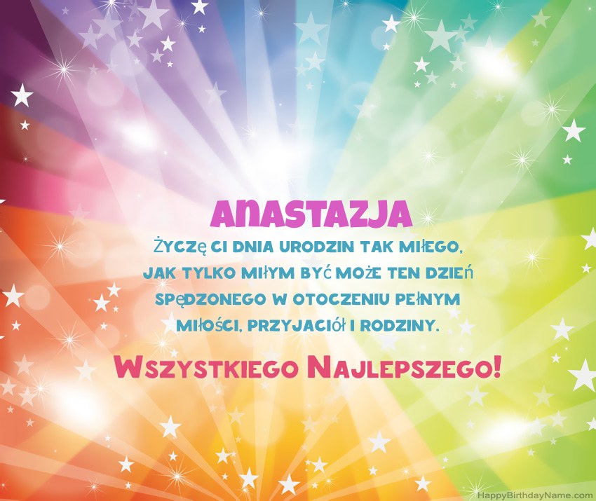 Hermosas tarjetas de feliz cumpleaños para Anastazja