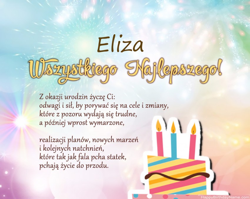 Feliz cumpleaños Eliza en verso