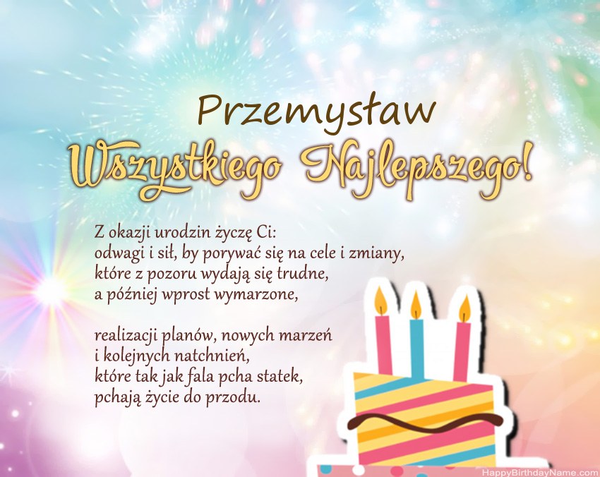 Feliz cumpleaños Przemysław en verso