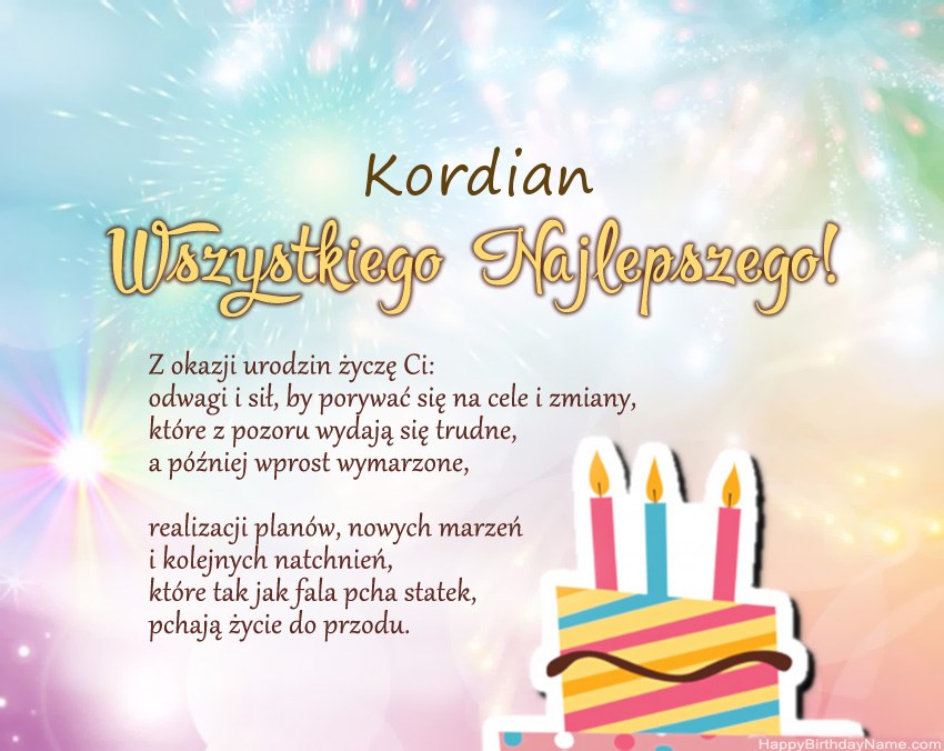 Feliz cumpleaños Kordian en verso