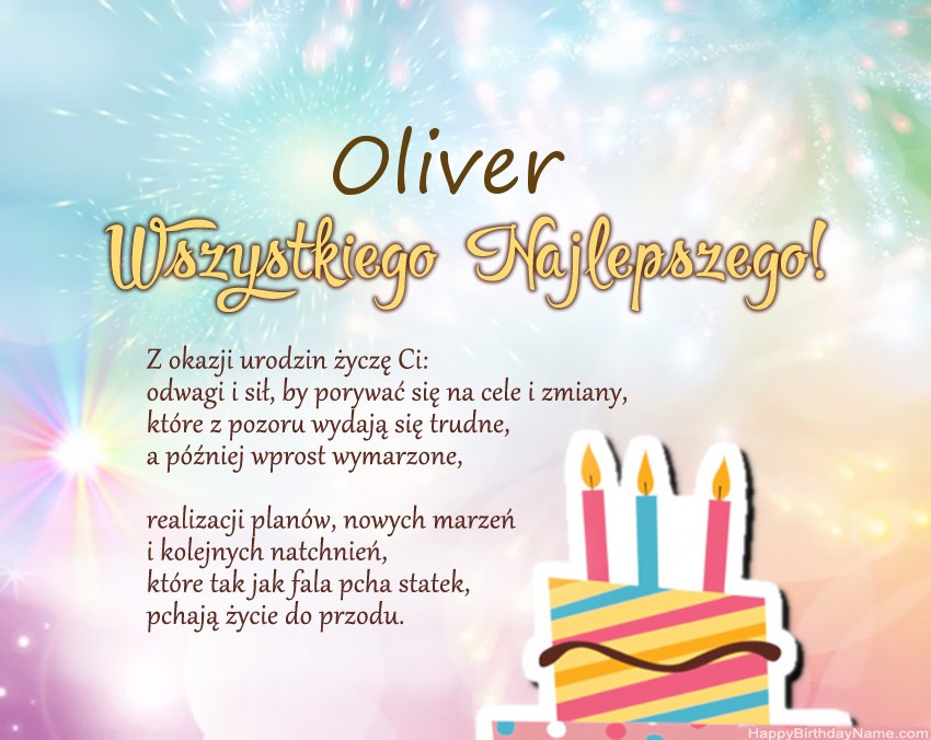 Feliz cumpleaños Oliver en verso