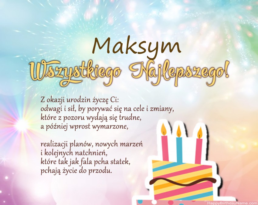 Feliz cumpleaños Maksym en verso