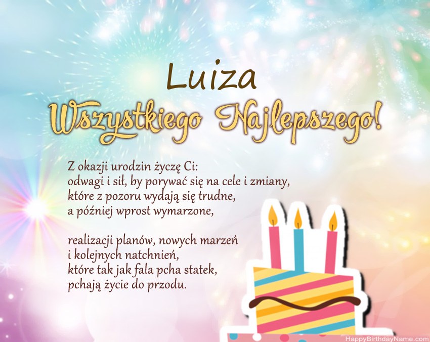 Feliz cumpleaños Luiza en verso