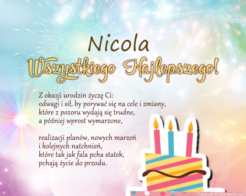 Feliz cumpleaños Nicola en verso