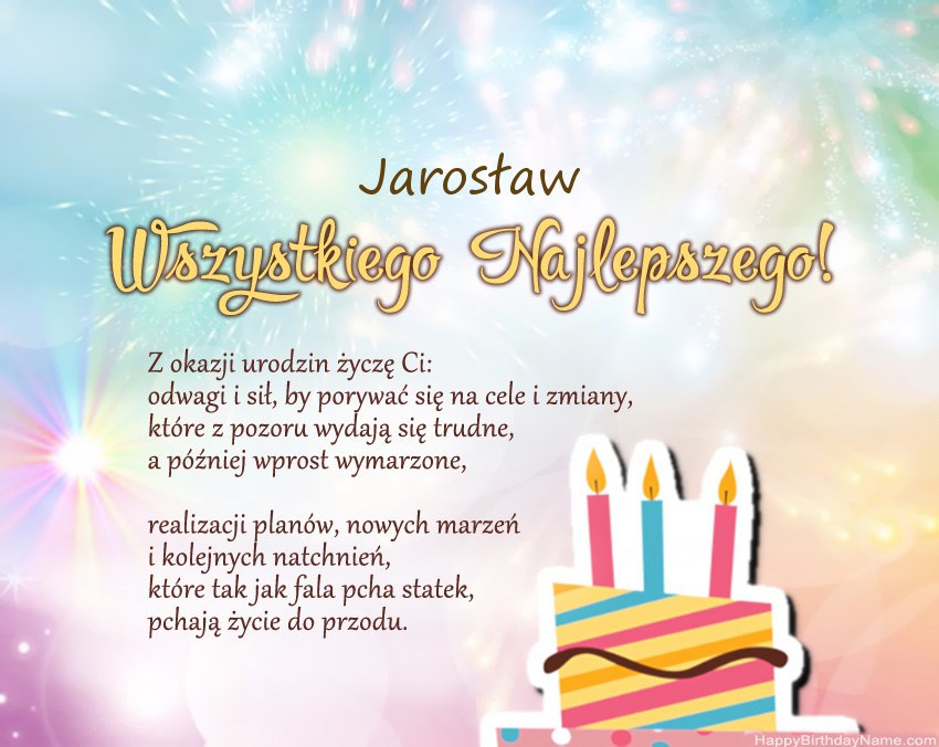 Feliz cumpleaños Jarosław en verso