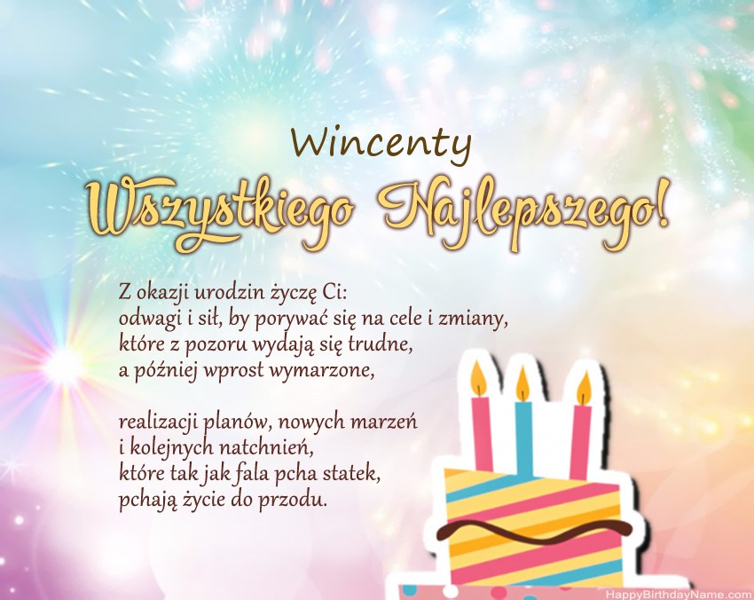 Feliz cumpleaños Wincenty en verso
