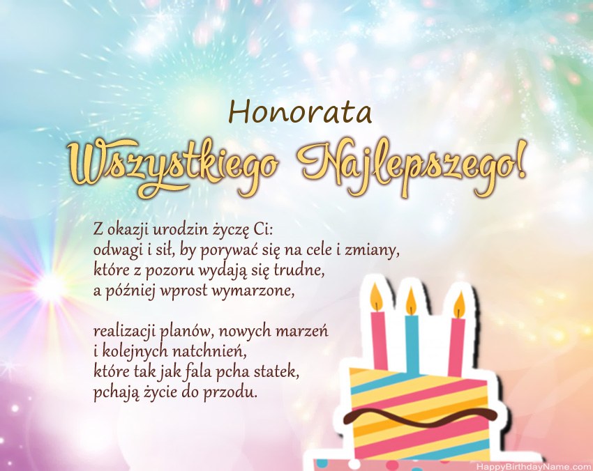 Feliz cumpleaños Honorata en verso